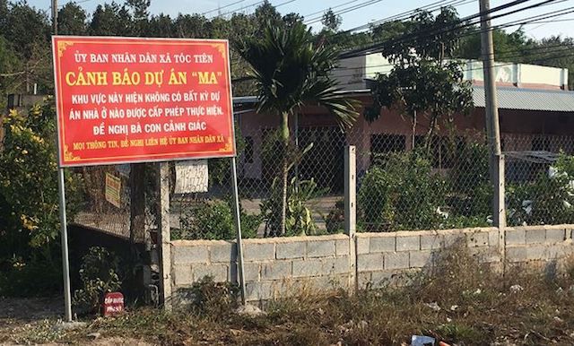 Chính xã Tóc Tiên (thị xã Phú Mỹ, tỉnh Bà Rịa - Vũng Tàu) cảnh báo về “dự án ma” trên địa bàn.