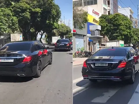 Bộ đôi xe sang Mercedes-Benz biển “ngũ quý” rước dâu tại Sài Gòn