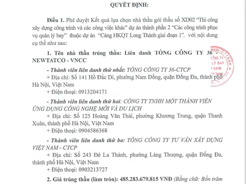 Vừa trúng gói thầu 545 tỷ tại dự án Sân bay Long Thành, Tổng Công ty 36 làm ăn ra sao?